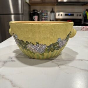 Bob’s Pottery Elizabeth King Browns Ceramic Hydrangeas Decorative Bowl